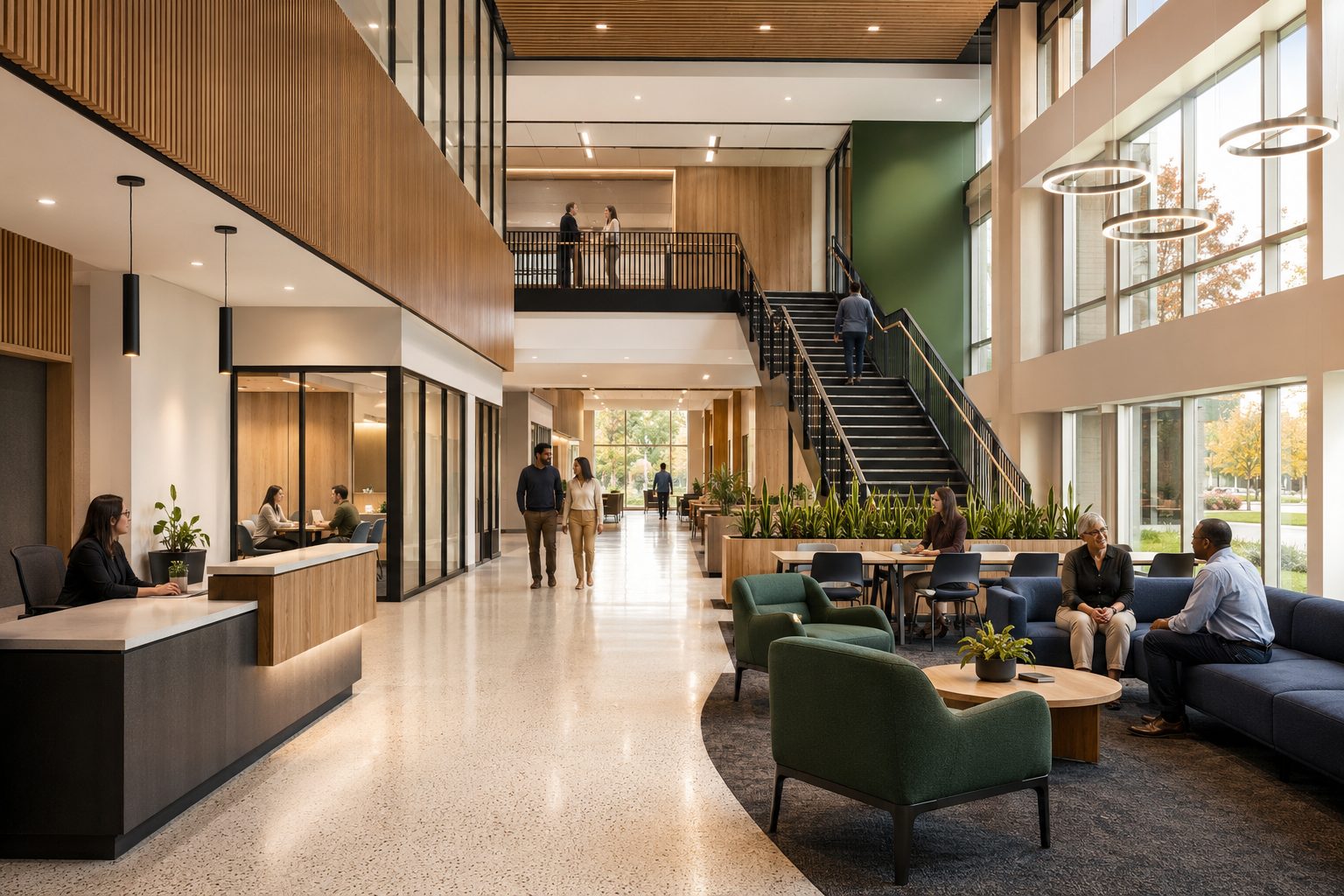 Corporate office lobby and reception area design