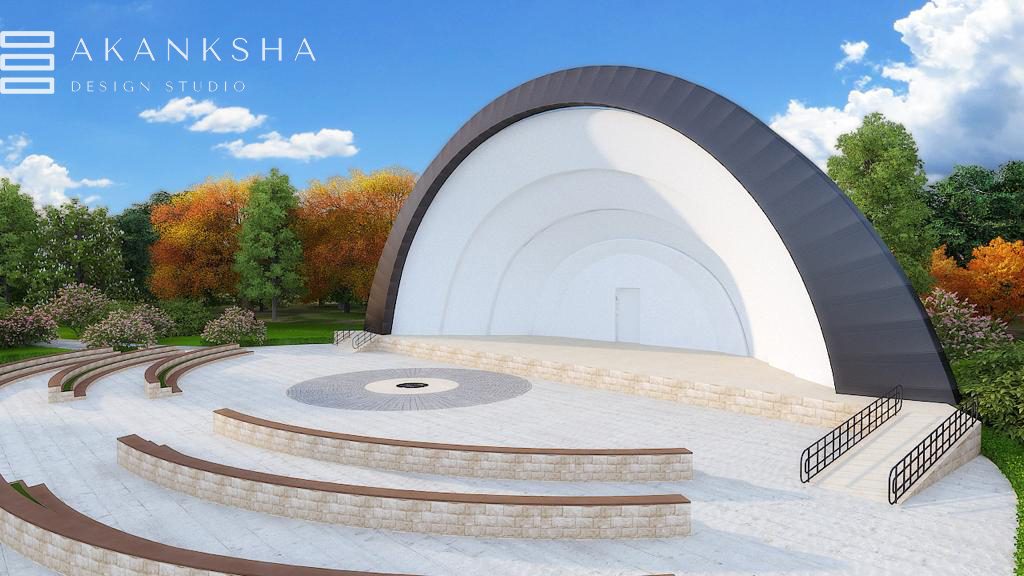 Outdoor amphitheater with tiered seating